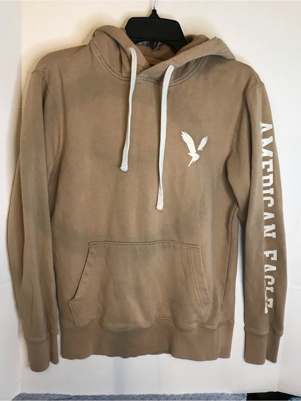 Men’s American Eagle🦅Khaki GraphicPullover Hoodie Sz XS 21” PTP Pre Loved